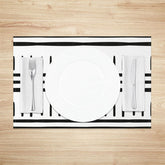 Aperturee - Aperturee Boho Abstract Black White Pattern Set of 4 Placemats